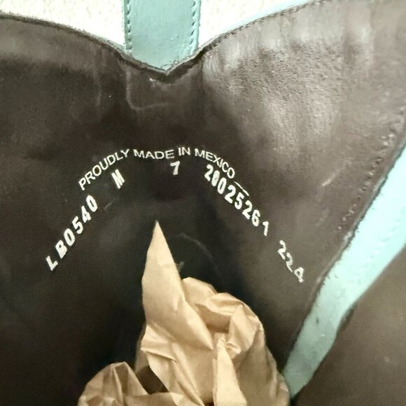 Lane COSSETTE Ladies Cowboy Bootie 7 Blue Leather Cowgirl Western Short Boots - Picture 11 of 13